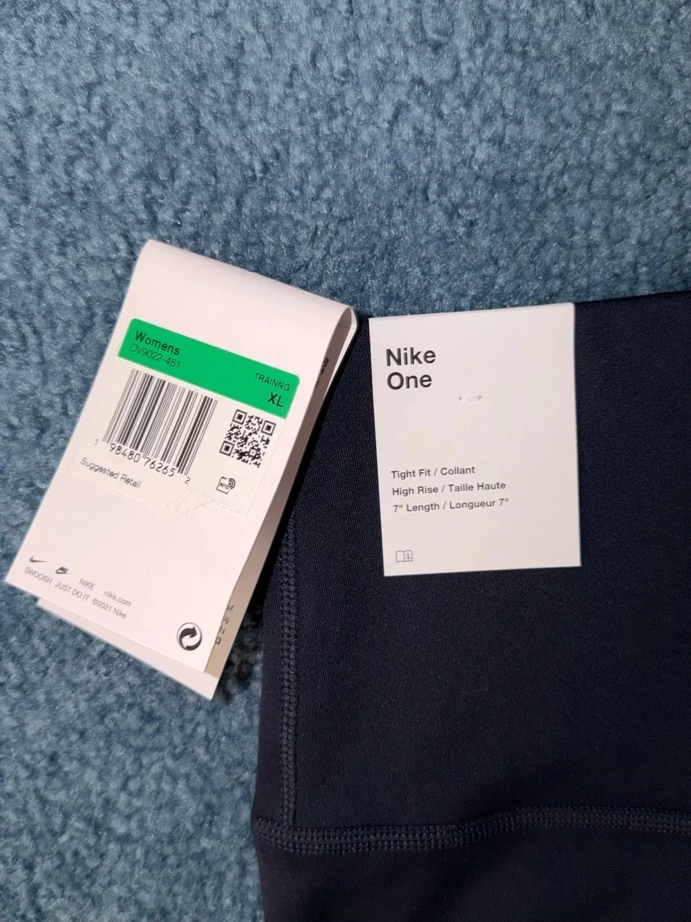 Nike One Black High-Rise Performance Bike Shorts with White Swoosh